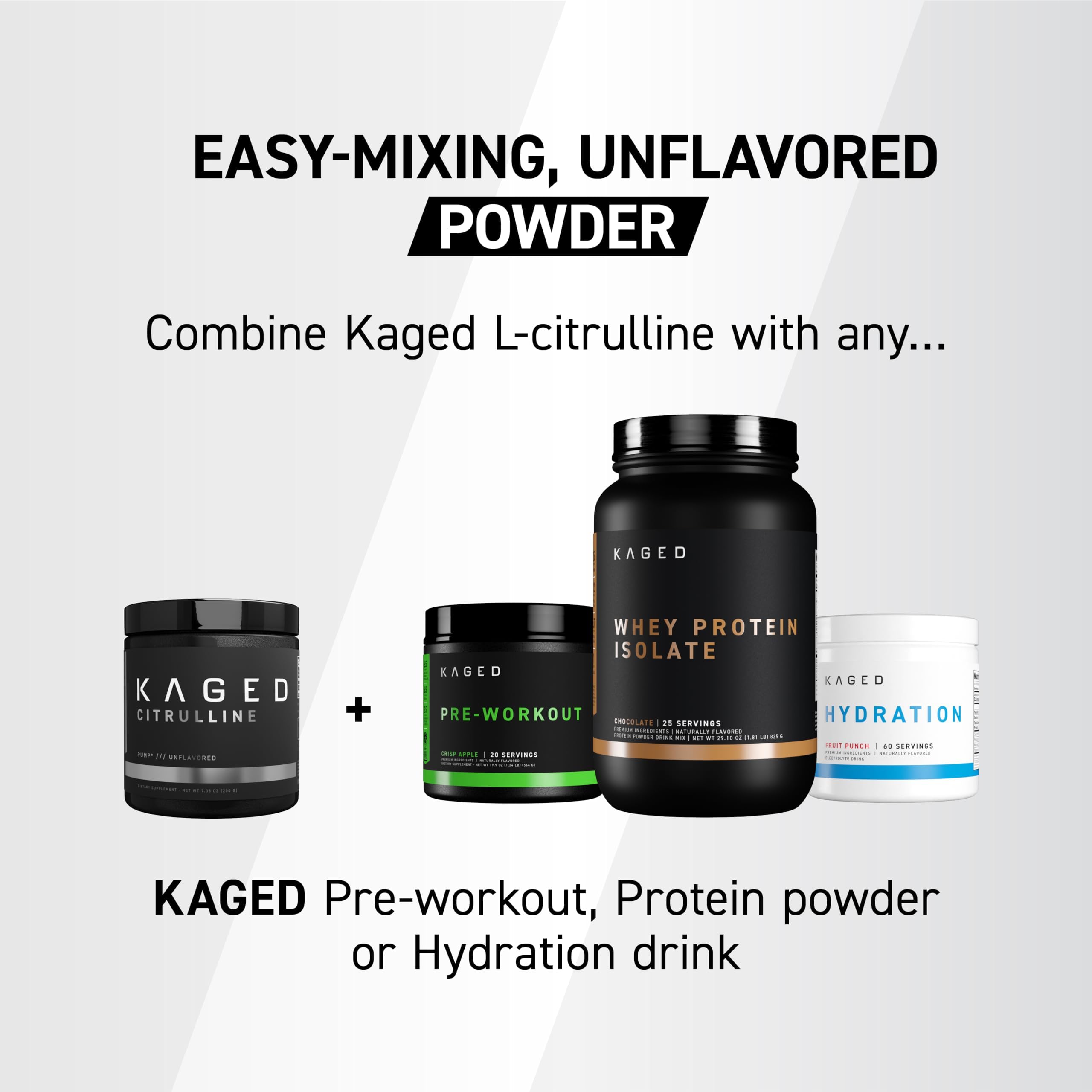 Kaged L-Citrulline Powder | Unflavored | Enhanced Pumps | Improve Muscle Vascularity | Nitric Oxide Booster | Supplements for Men & Women | 100 Servings
