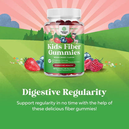 Natures Craft High Prebiotic Fiber Gummies for Kids - Dietary Fiber Supplements for Digestion & Constipation - Chicory Root Kids Immune Gummies - Non-GMO