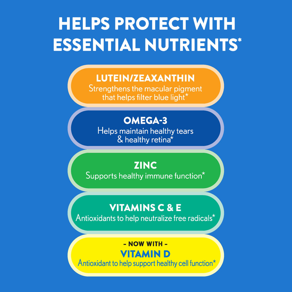 Ocuvite 50+ Eye Vitamin & Mineral Supplement, Multivitamin for Vision & Ocular Health with Omega-3, Zinc, Vitamins C & E, Lutein & Zeaxanthin, Zinc Supplements for Women and Men, 50 Softgels OcuviteBuy Supplements Australia