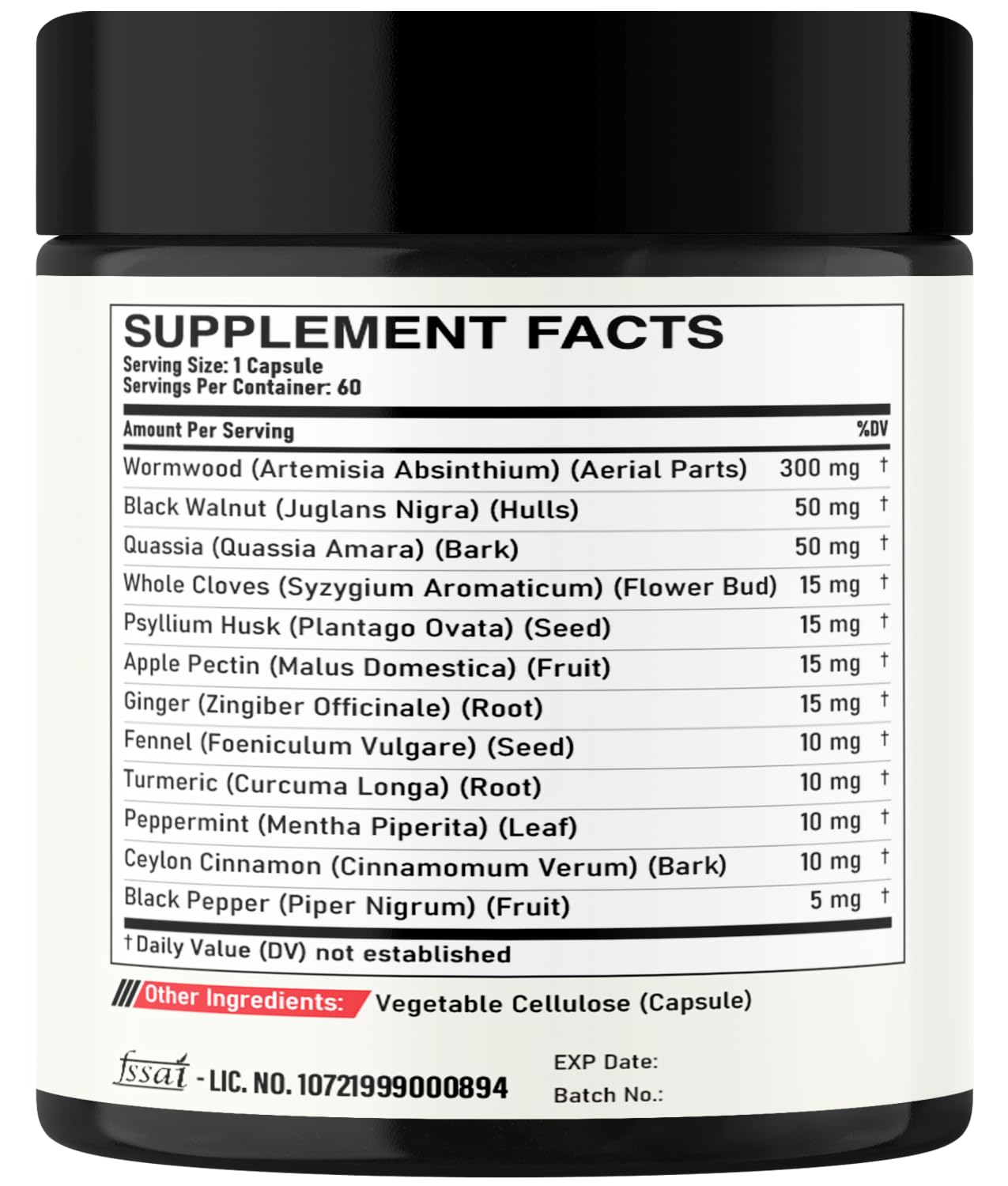 DEDICAD 12in1 Wormwood Capsules Black Walnut Cloves, Ginger, Turmeric Curcumin & Black Pepper - Immune System - 60 Capsules DEDICAD buy supplements Au