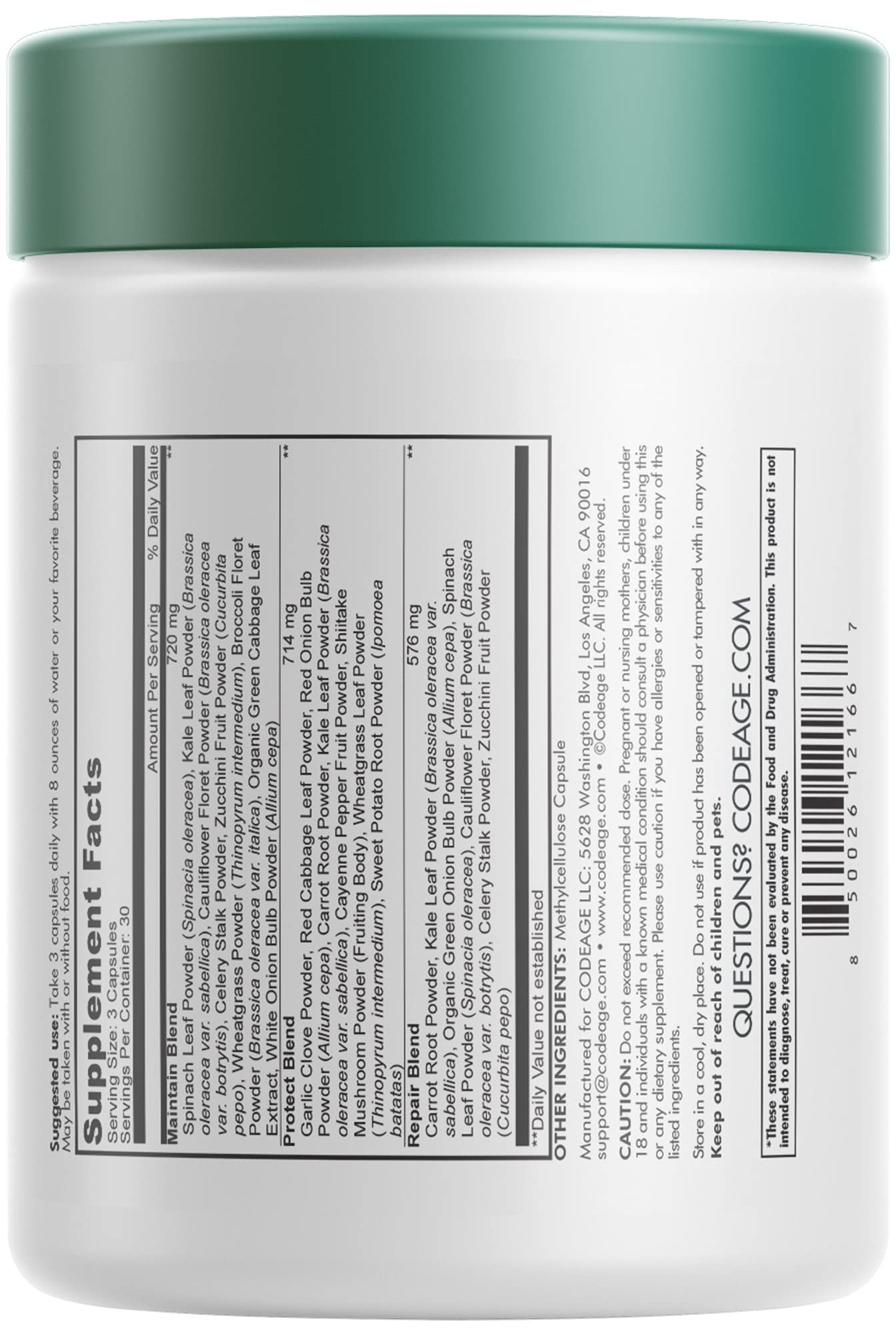 Codeage Instantfood Easy Veggies, Over 15 Vegetable Powders Equivalent All-in-One, Daily Vegan Blend, Whole Food Greens Vitamins Supplement Capsules, Phytonutrients Multivitamin, Non-GMO, 90 Capsules Codeage buy supplements Au