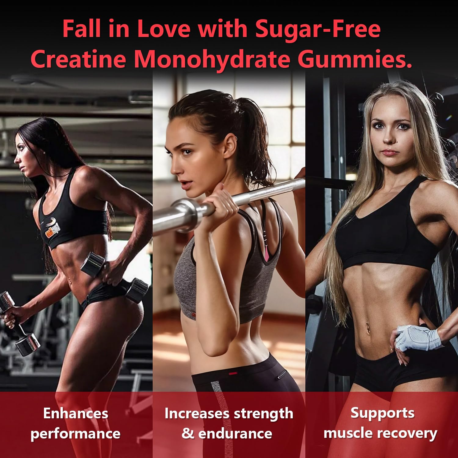 Slsomu Creatine Gummies for Women, 5000mg Pre-Workout Muscle Strength & Energy Support, 0 Sugar Creatine Gummy with L-Taurine, Zinc