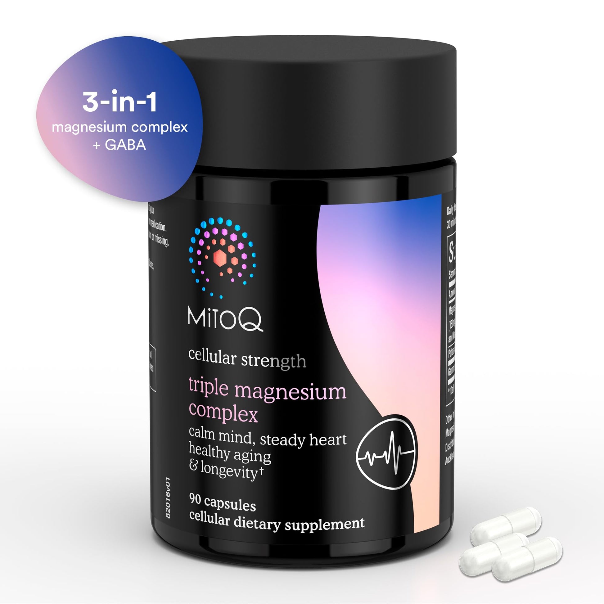 MitoQ Triple Magnesium Complex | Magnesium Glycinate, Taurinate, Oxide with GABA for Heart Health, Stress Management, & Deeper Sleep | High Absorption | 90 Capsules MitoQ buy supplements Au