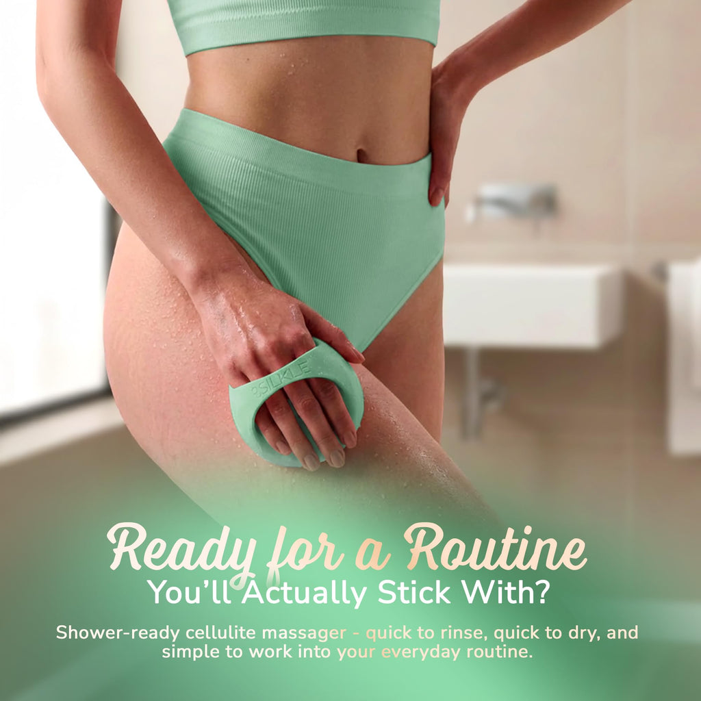 SILKLE Cellulite Massage Tool & Lymphatic Drainage Massager - Silicone Anti Cellulite Massage Brush for Body Sculpting with Ergonomic Handle - Cellulite Remover for Legs, Thighs and Belly - Green SILKLE buy supplements Au