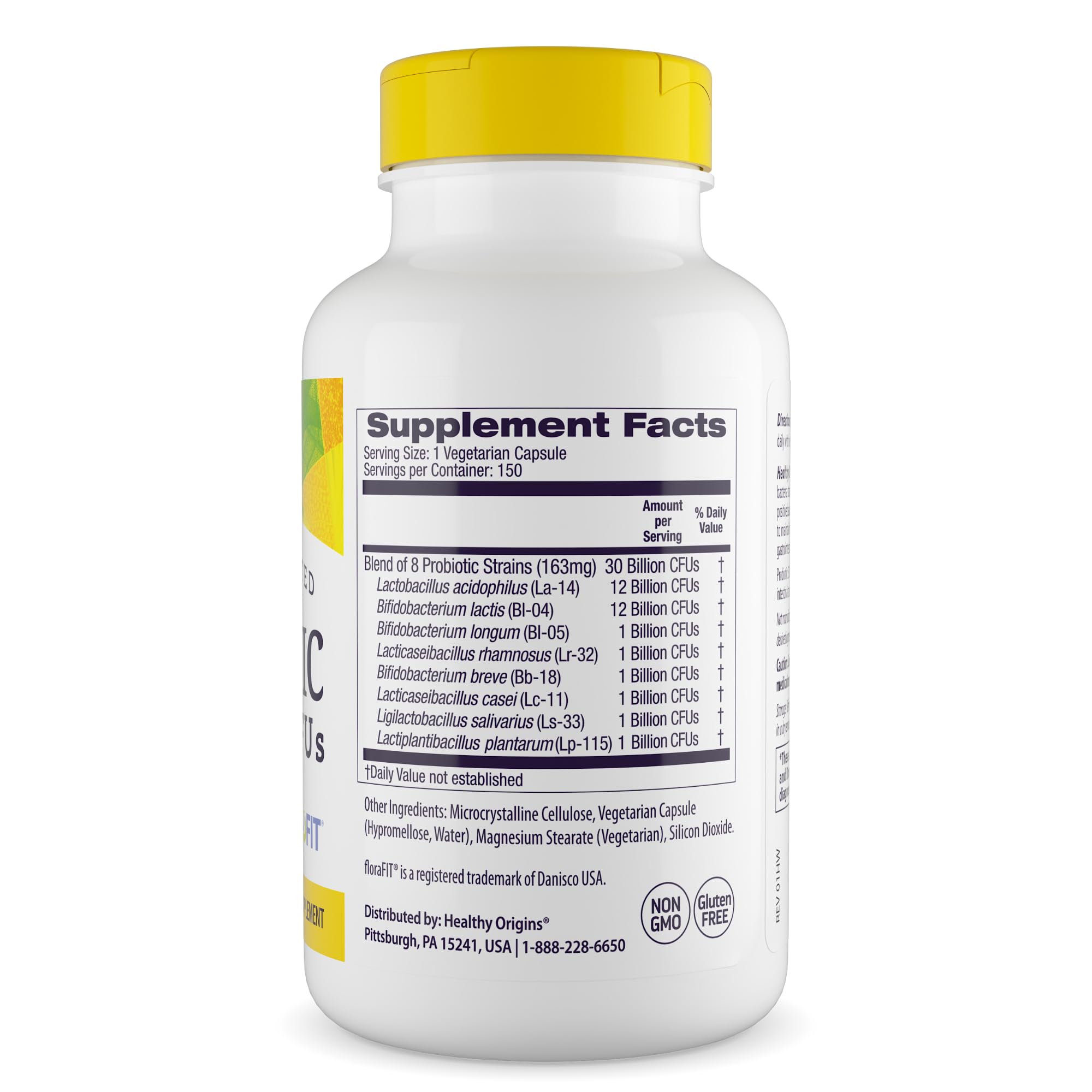 Healthy Origins Probiotic 30 Billion CFU's (Shelf Stable, Non-GMO, Gluten Free, Digestive Health, Gut Health, Immune Support), 150 Veggie Caps