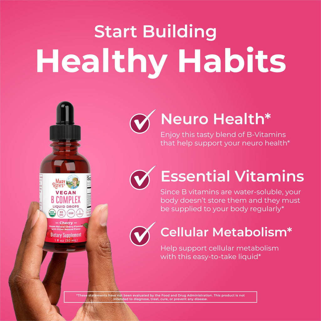 MaryRuth Organics Vitamin B Complex | B Vitamins Complex | Biotin | Vitamin B12 | Niacin | Folate | Metabolic Support Supplement | Vegan | USDA Organic