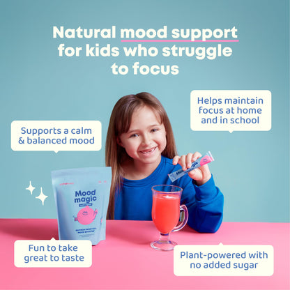 JoySpring Mood Magic for Kids – Natural Mood Support Pixie Sticks Candy with Saffron Extract, Magnesium Citrate & Vitamin D3 | Sugar-Free Powder Drink or Candy | 25 Servings | 4+ Years