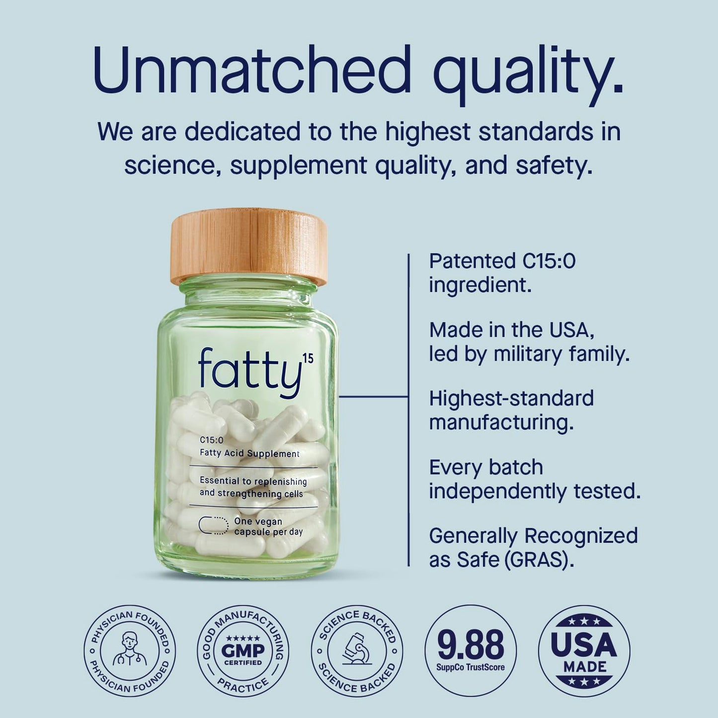 Fatty15 C15:0 Pentadecanoic Acid Supplement The Longevity Nutrient - 90 Vegan Capsules - 3X Cellular Benefits of Fish Oil EPA Omega 3 Supplements - Liver Support & Mitochondrial Health Fatty15 buy supplements Au