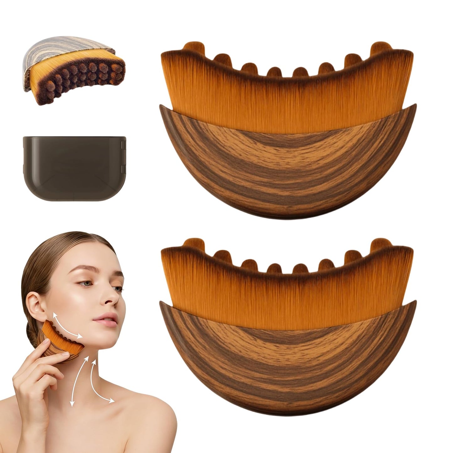 Recuvia Face Brush for Lymphatic Drainage, Gua Sha Brush for Face, Lymphatic Contour Face Brush Eliminate Puffiness, Lifting and Firming, Sculpting, Improves Skin Glow, Fit The Skin Precisely (2pcs) Recuvia buy supplements Au