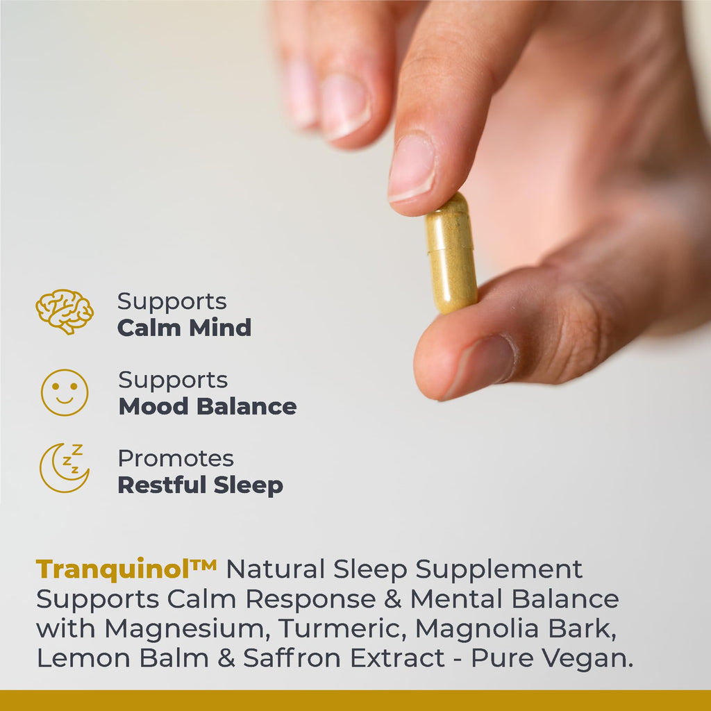 Premier Research Labs Tranquinol - Natural Sleep Aid Supplement for Deep Sleep Support and Calm Mind | Magnesium, Turmeric, Lemon Balm & Saffron Extract - Pure Vegan - 90 Plant-Source Capsules Premier Research LabsBuy Supplements Australia