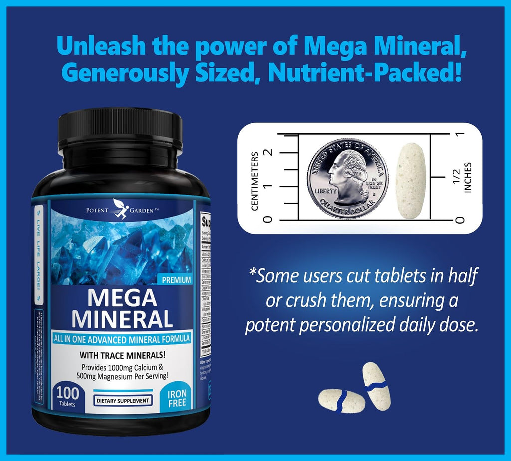 Potent Garden Mega Mineral Supplement Complete Mineral Complex with Calcium Magnesium Zinc Potassium Boron Selenium Chromium & 72 Trace