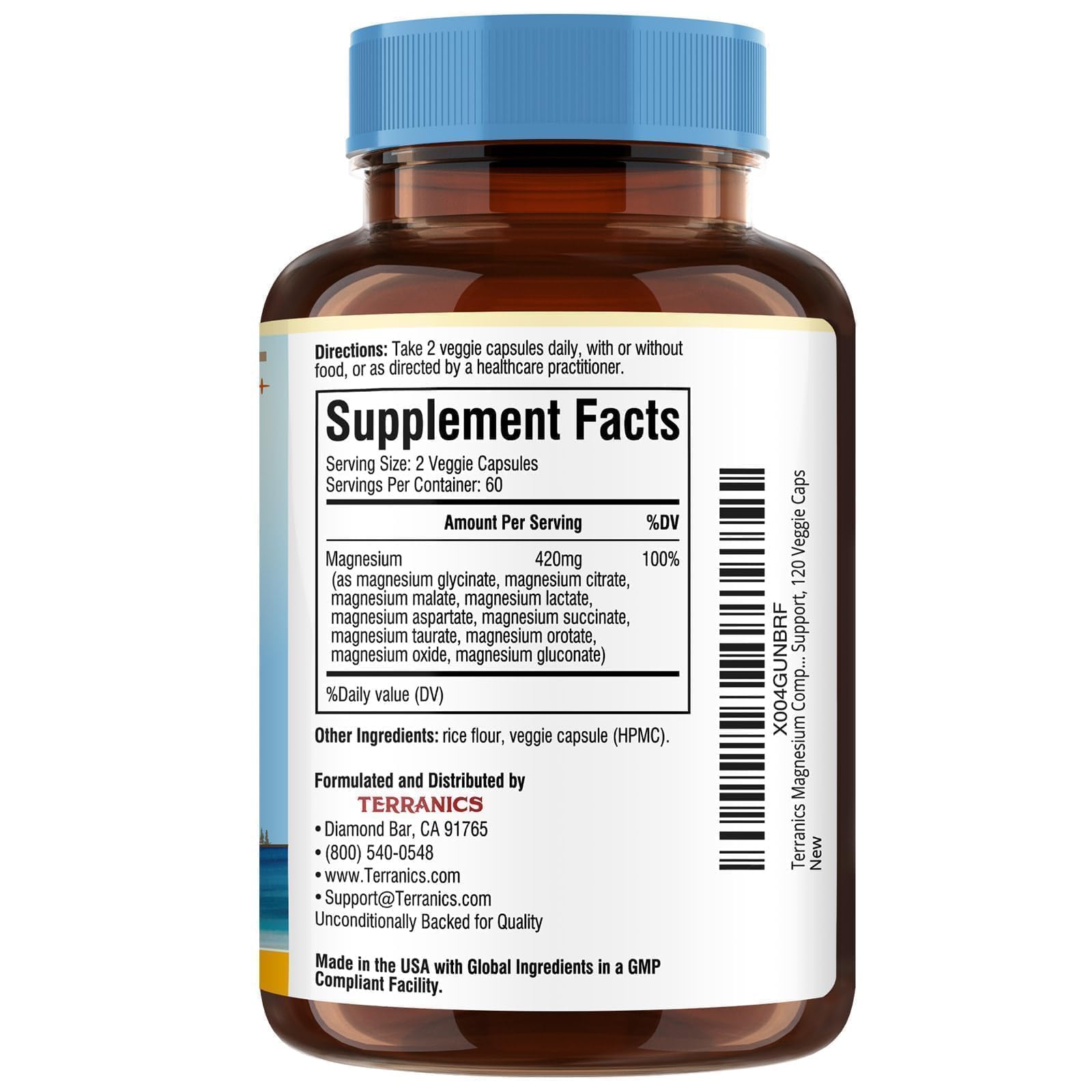 Terranics Magnesium Complex Supplement 420mg, 10-in-1 Full-Spectrum Formula, Glycinate, Citrate, Malate & More, Max Absorption, Bone and Heart Support, 120 Veggie Caps Terranics buy supplements Au