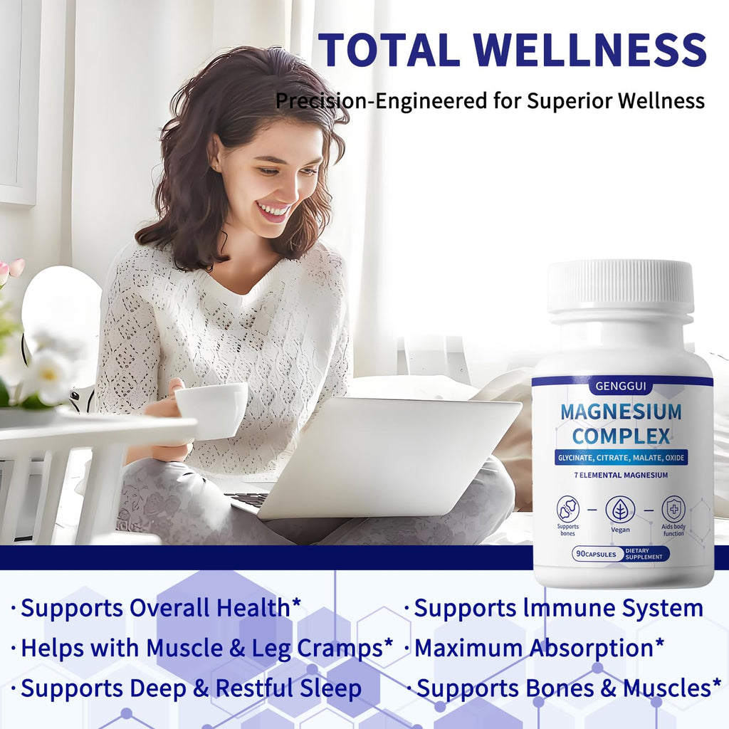 Magnesium Complex 1000mg with 8 Types - Glycinate, Citrate, Malate - Supports Muscle Relaxation, Bone Health, Energy Production & Sleep - High Absorption, Non-GMO, Vegan Capsules, 90 Count (001) ZYGCDZ buy supplements Au