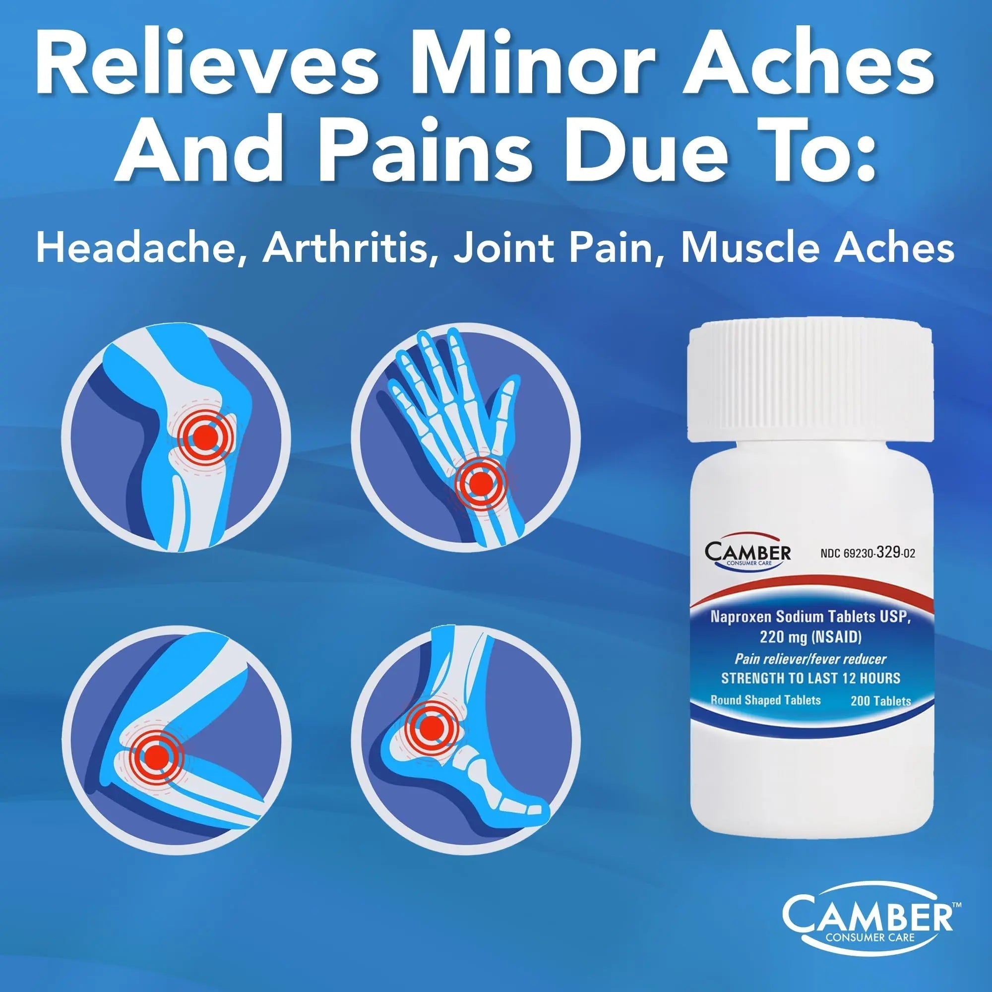 Camber Naproxen Sodium, 220 mg - Pain Reliever and Fever Reducer (500 Count) CAMBER PHARMACEUTICALS, INCBuy Supplements Australia