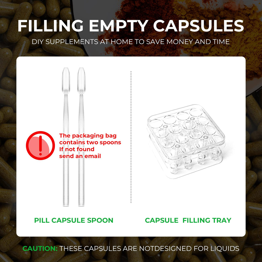 Angtai JN Vegan Empty Pill Capsules Size 2 Plant Based Clear (100 Count) Gluten Free, Non-GMO, Halal Certified Caps Filling Kit with 2 Spoons for Vegetarian DIY Your Own Supplements Angtai JNBuy Supplements Australia