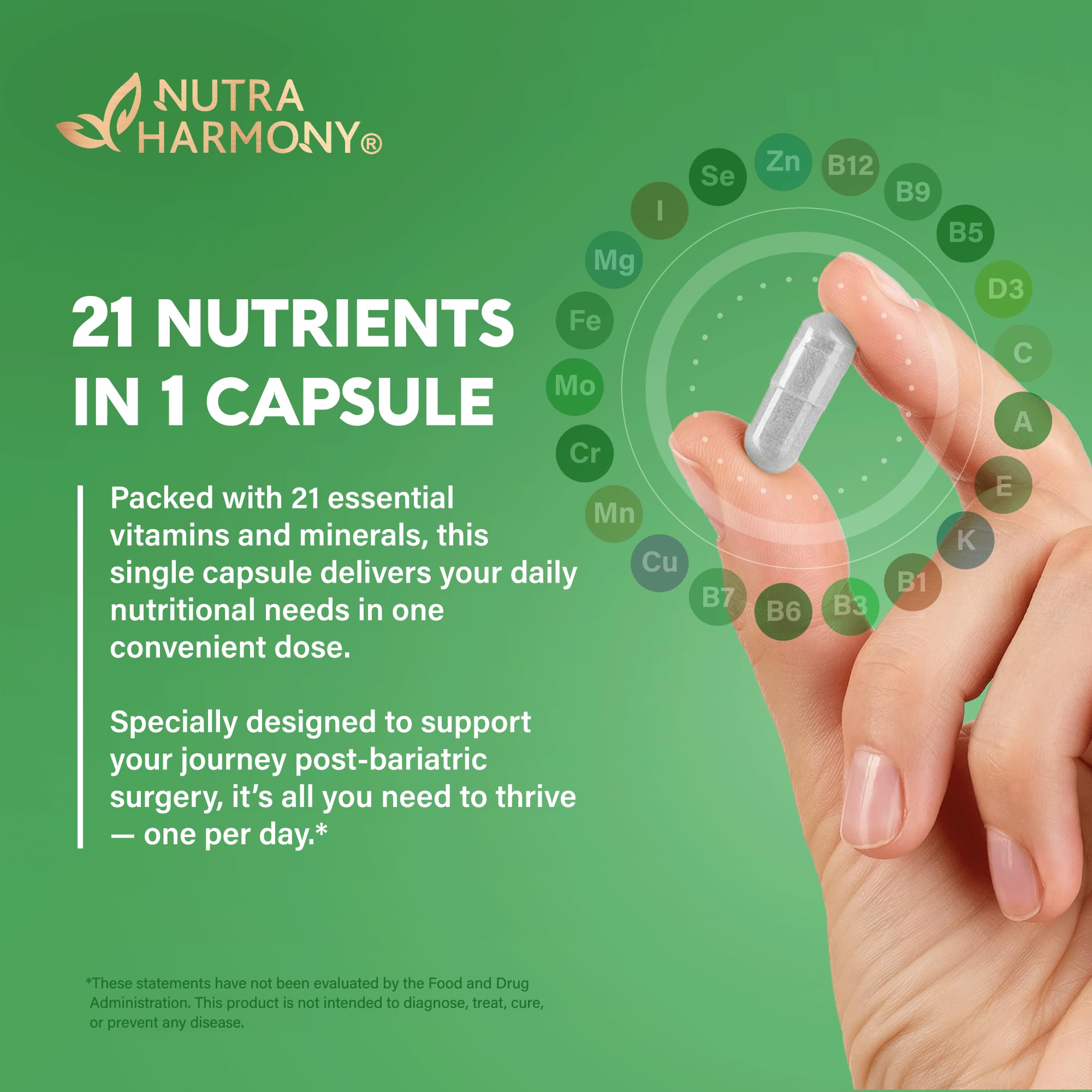 Bariatric Multivitamin - 45 mg Iron Supplements - Made in USA - for Women & Men - All-in-One, 21 Essential Vitamins - Gastric Sleeve Support
