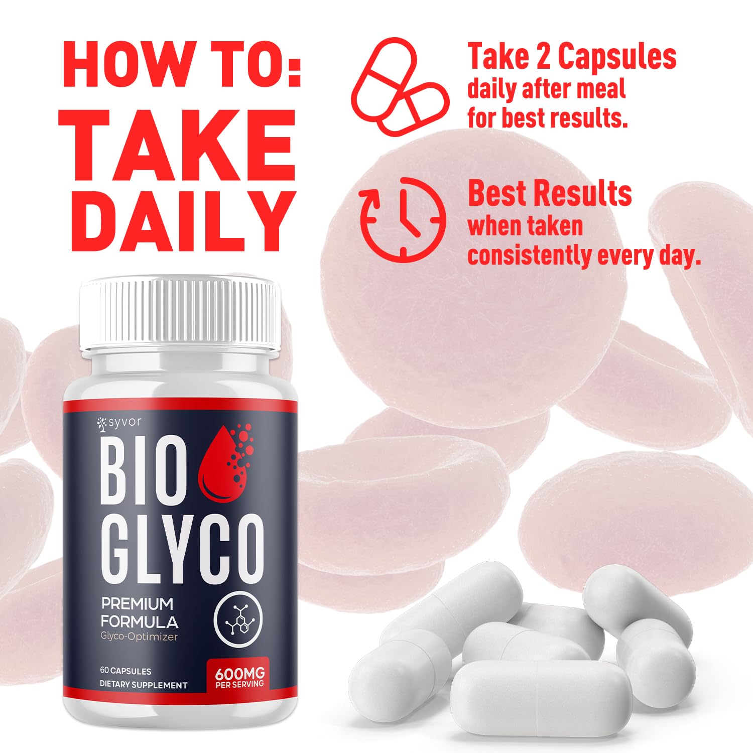 (2 Pack) Bio Glyco Capsules, Official BioGlyco Blood Health Support Pills with All Natural Ingredients, Advanced Blood Optimizer with Maximum Strength Premium Vitamins for Women & Men (120 Capsules) Syvor buy supplements Au