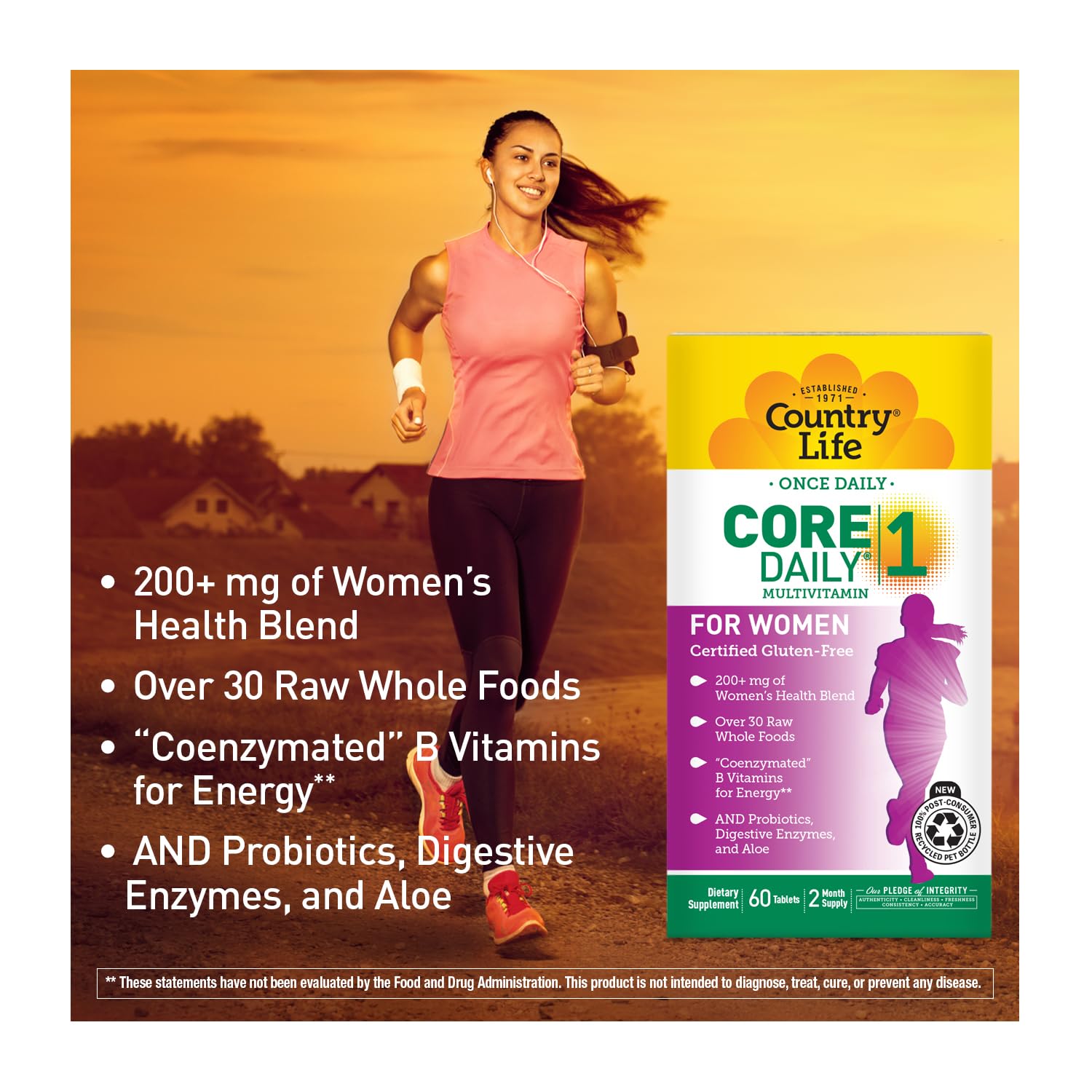 Country Life Women’s Core 1 Daily Multivitamin with Iron, Cranberry, Probiotics, and Digestive Enzymes-Certified Gluten-Free Formula for Energy, Immune Support and Complete Digestive Health,60 Tablets Country LifeBuy Supplements Australia