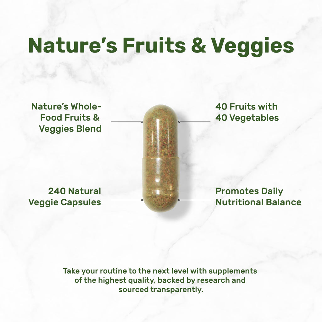 Nature’s Fruits & Veggies Supplement, 240 Veggie Capsules – 80 Whole Food Superfoods for Daily Balance – 40 Fruits with 40 Vegetables and Greens – Non-GMO, Gluten Free DEAL SUPPLEMENTBuy Supplements Australia