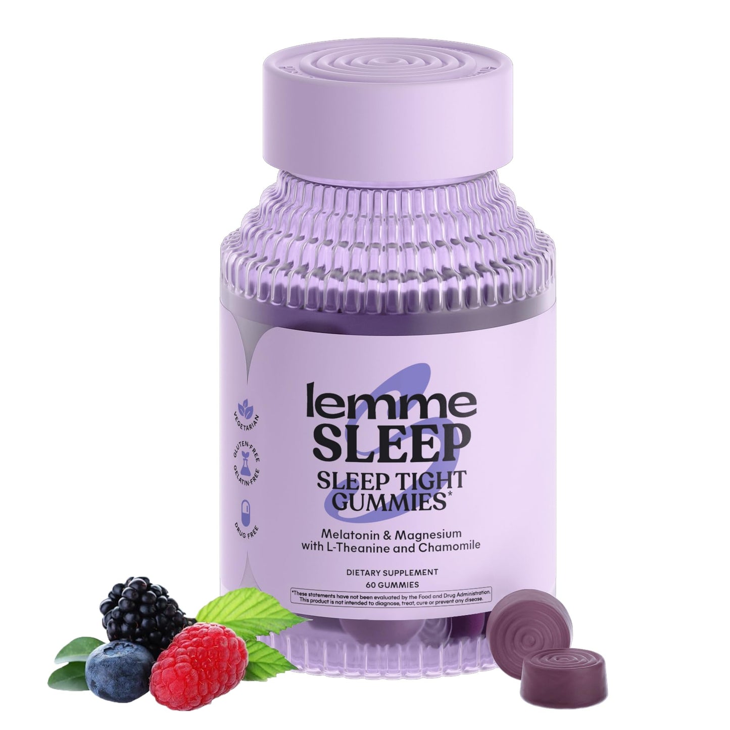 Lemme Sleep Gummies with 5mg Melatonin, Elderberry, Magnesium, L-Theanine, Chamomile and Lavender, Drug-Free Nighttime Sleep Aid,