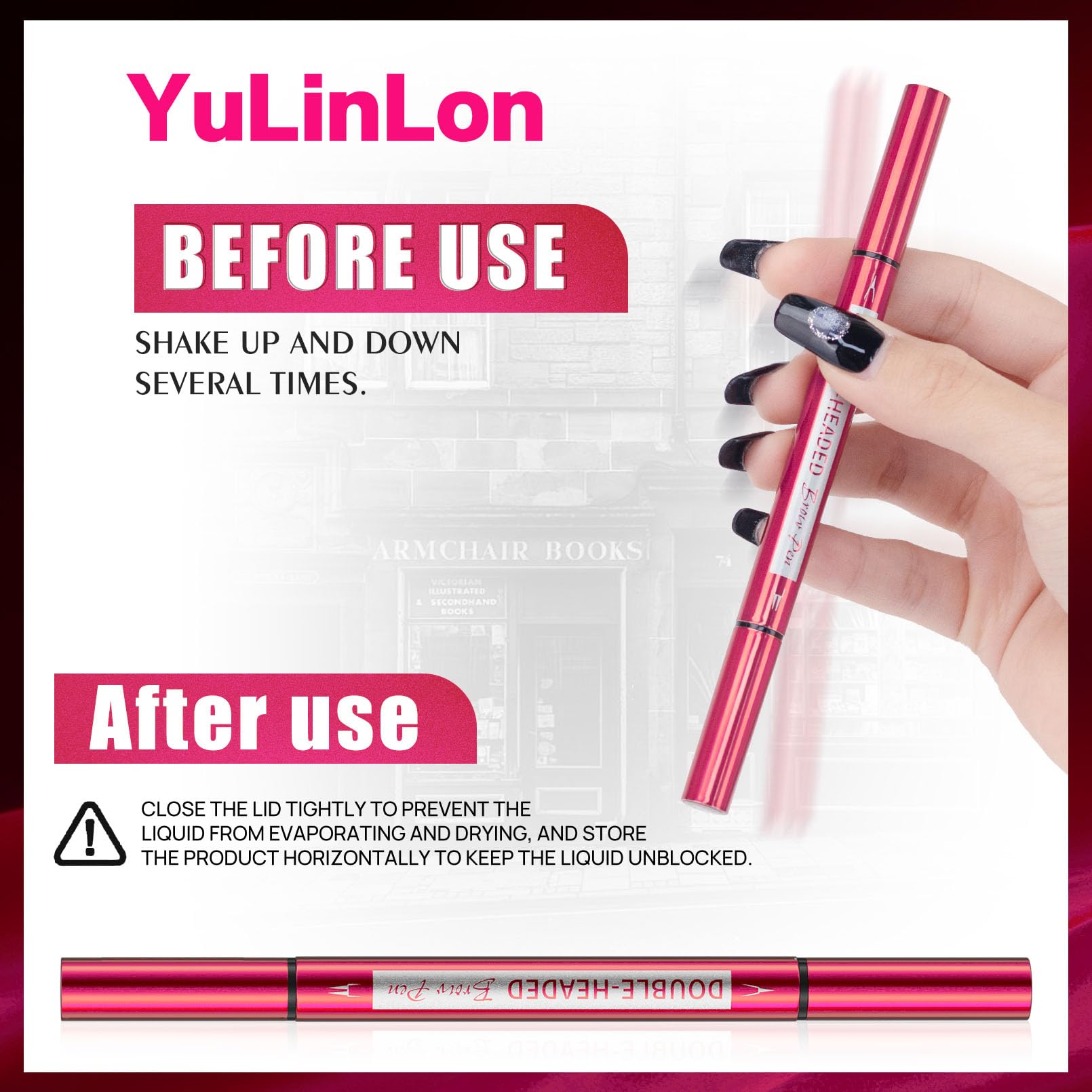 YuLinLon Double-Headed Brow Pen, Ultra-Precise Hair-Like Strokes, Long-Lasting Waterproof Makeup, Available in 5 Natural Shades (3#Dark Brown) YulinlonBuy Supplements Australia