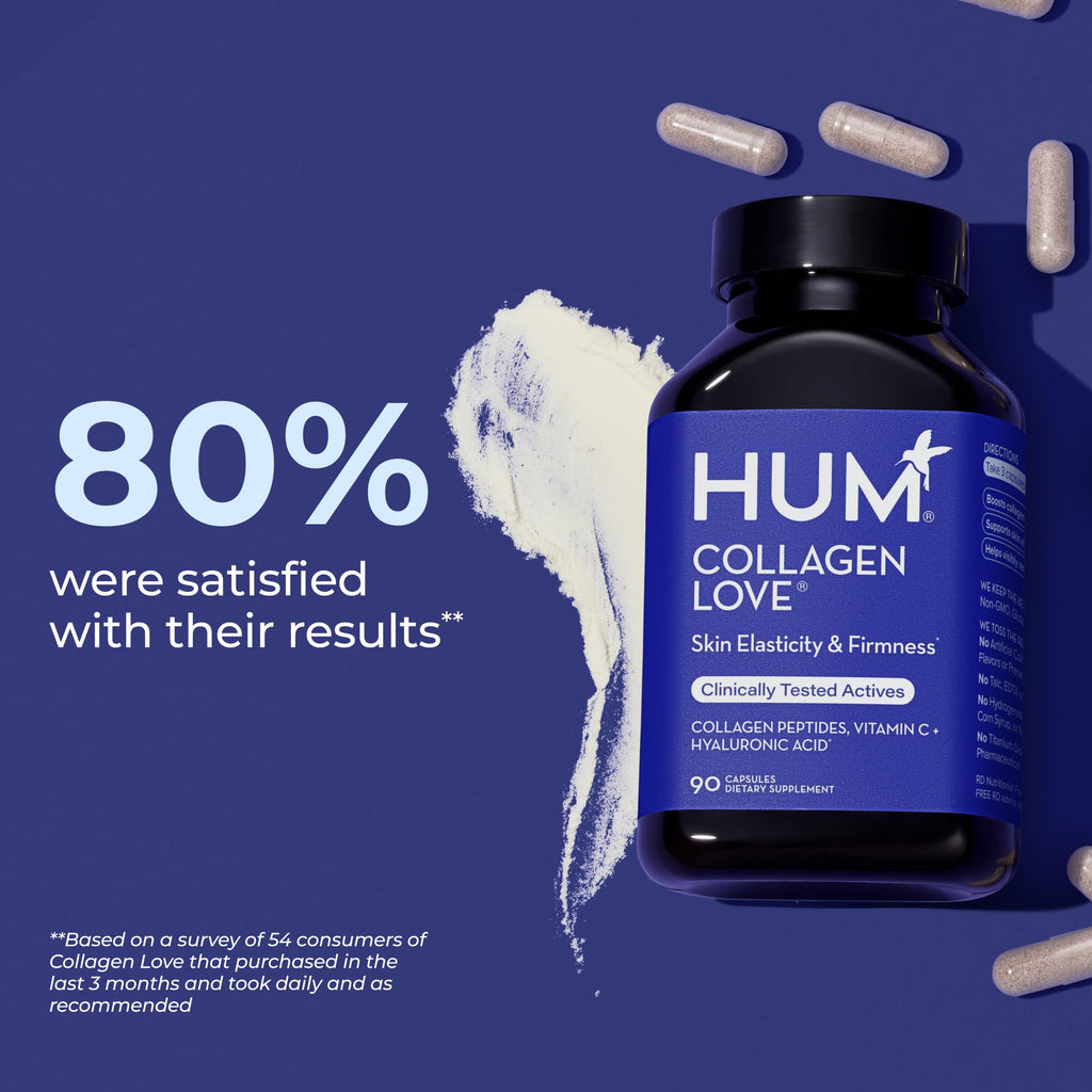 HUM Collagen Love Skin Supplement, Collagen Peptides Capsules with Hyaluronic Acid & Vitamin C, Supports Firm Skin & Helps Minimize Signs of Aging, Supplements