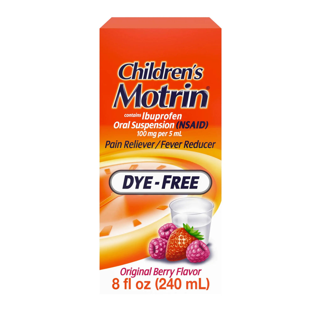 Children's Motrin Oral Suspension 100mg Ibuprofen Medicine, NSAID Fever Reducer & Pain Reliever for Minor Aches & Pains Due to Cold & Flu, Dye Free, Alcohol-Free, Berry Flavored, 8 fl. oz MotrinBuy Supplements Australia