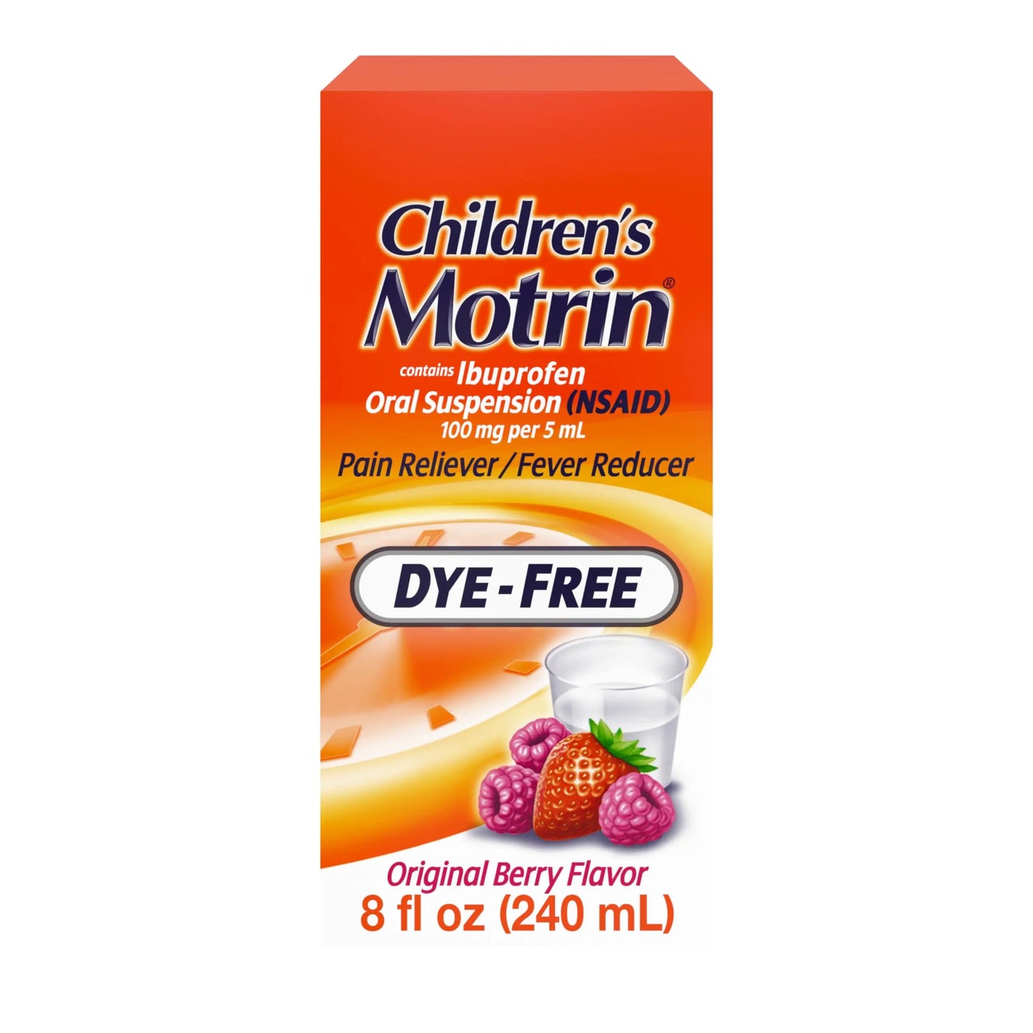 Children's Motrin Oral Suspension 100mg Ibuprofen Medicine, NSAID Fever Reducer & Pain Reliever for Minor Aches & Pains Due to Cold & Flu, Dye Free, Alcohol-Free, Berry Flavored, 8 fl. oz MotrinBuy Supplements Australia