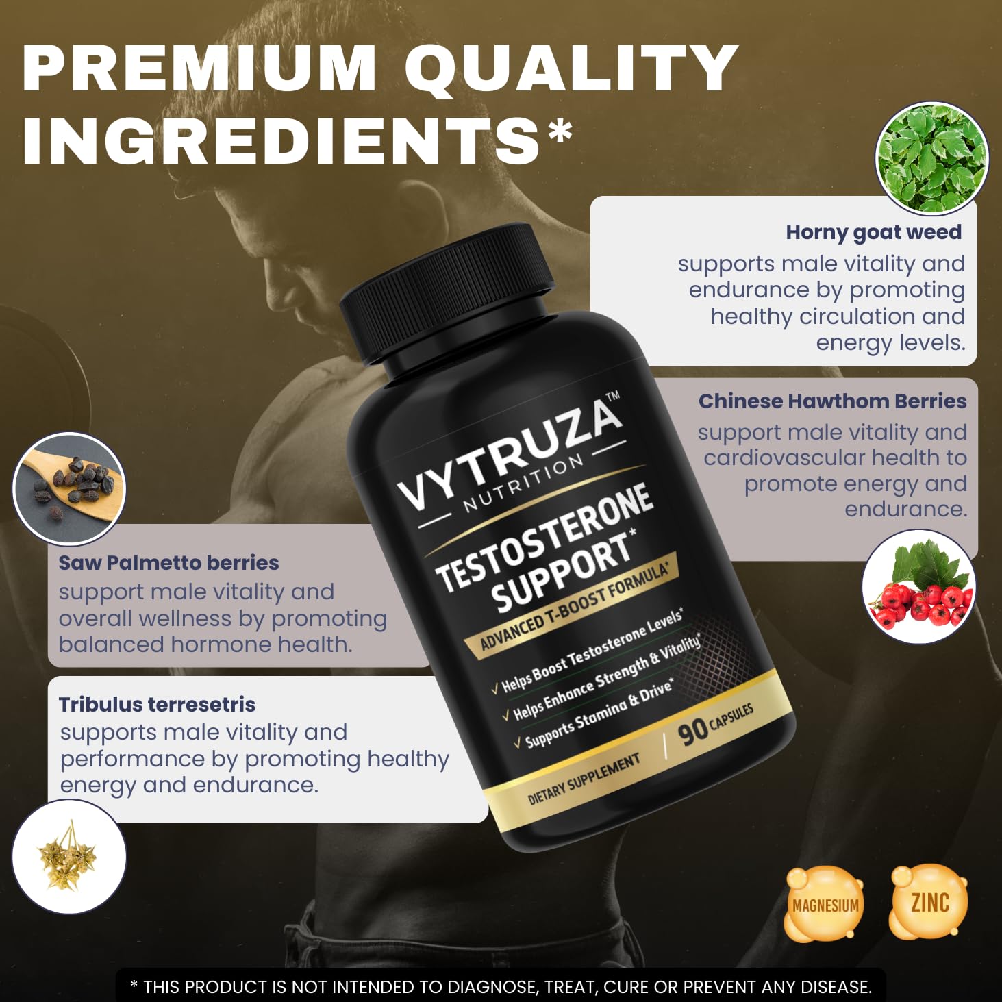 VYTRUZA Nutrition Advanced T-Boost Formula Test Support Capsules, Premium Ingredients, Energy, Strength Support Supplement for Men, 90 Capsules VYTRUZA buy supplements Au