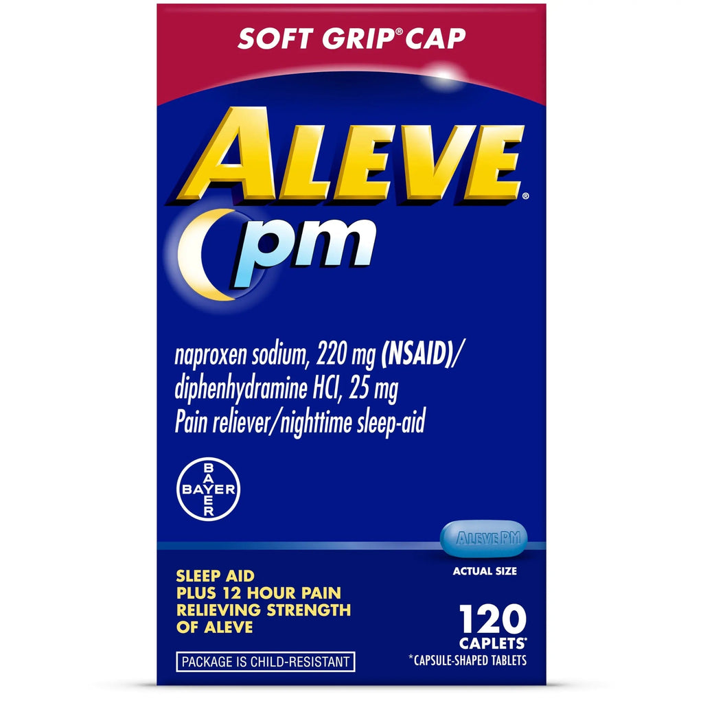 Aleve PM Sleep Aid Plus Pain Reliever Caplets, Naproxen Sodium & Diphenhydramine HCl, Nighttime, 120 Count AleveBuy Supplements Australia