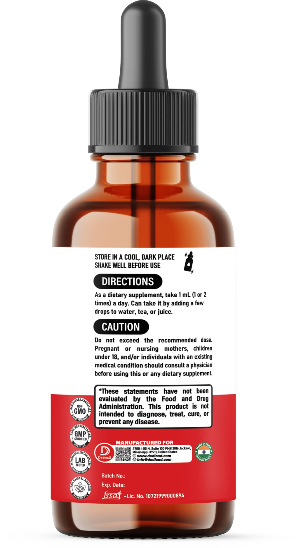 DEDICAD 10in1 Berberine HCl Drops - Liposomal Berberine Liquid - Activator Berberine with Ceylon Cinnamon, Bitter Melon, and 7 More - 60ml DEDICAD buy supplements Au