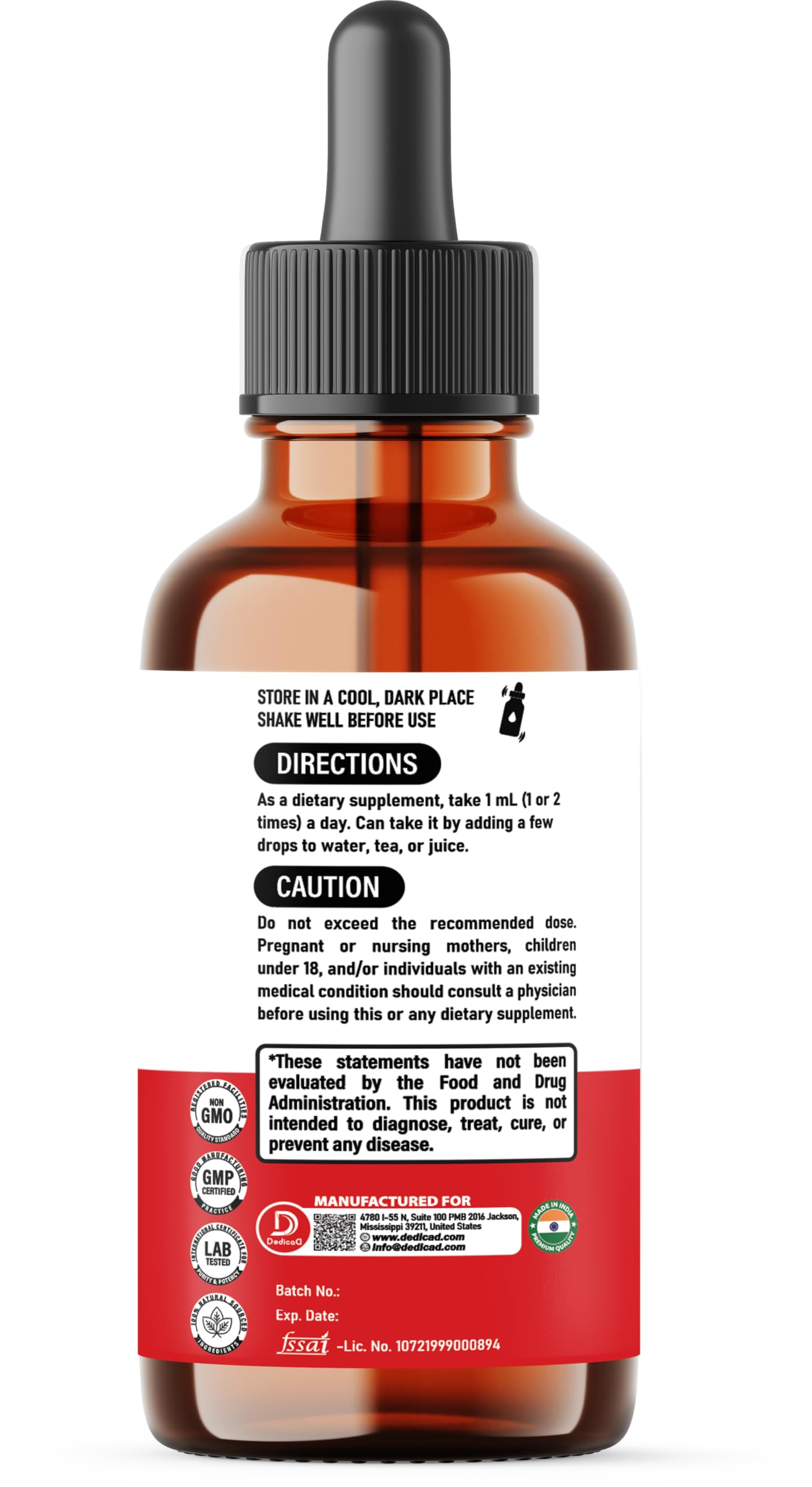DEDICAD 10in1 Berberine HCl Drops - Liposomal Berberine Liquid - Activator Berberine with Ceylon Cinnamon, Bitter Melon, and 7 More - 60ml DEDICAD buy supplements Au