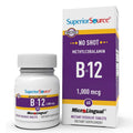 Superior Source No Shot Methylcobalamin B-12 1,000 mcg - Vitamin B-12 to Support Energy Production, Brain Health & Overall Wellness - Sublingual Tablets