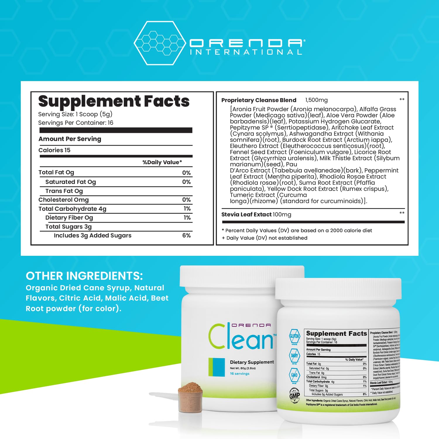 Orenda Clean - Peptizyme-SP EN, Aronia Berry, Aloe Vera and More for Digestive Support - Nutrient-Rich Supplement for Wellness - 80g, 16 Servings Orenda International buy supplements Au