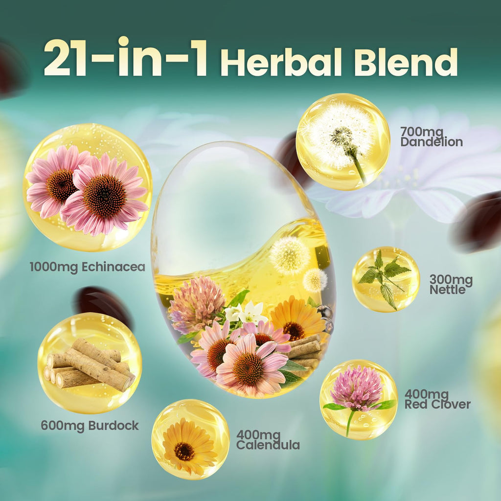 Lymphatic Drainage Supplements, 240 Softgels, Lymph System Support Supplement for Women & Men, 21-in-1 Herbal Blend with Echinacea, Dandelion, Burdock, Bromelain, Calendula, Turmeric & More, 1 Bag VivoNu buy supplements Au