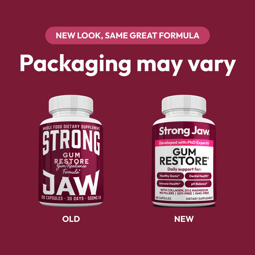 Strong Jaw Gum Restore - Gum Repair for Receding Gums | Teeth Magnesium Supplements, Oral Care, Remineralizing Dental Health Vitamins for Adults | 1 Month Supply, 180 Capsules, Made in USA Strong JawBuy Supplements Australia