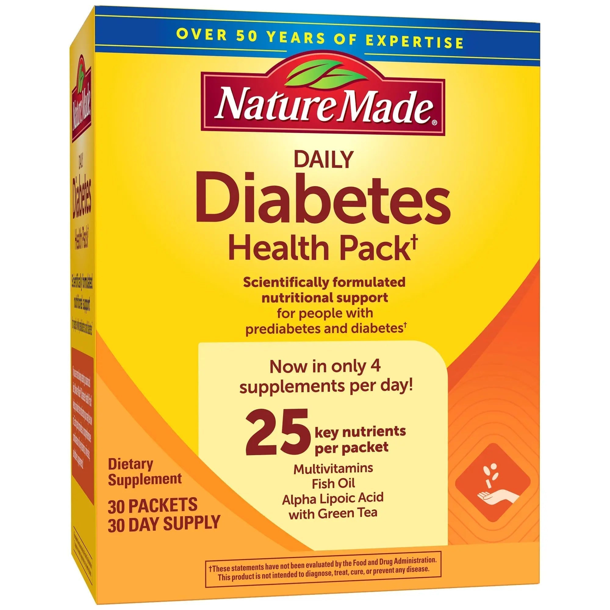 Nature Made Diabetes Health Pack, Daily Dietary Supplements for Nutritional Support, 30 Packets, 30 Day Supply Nature Made