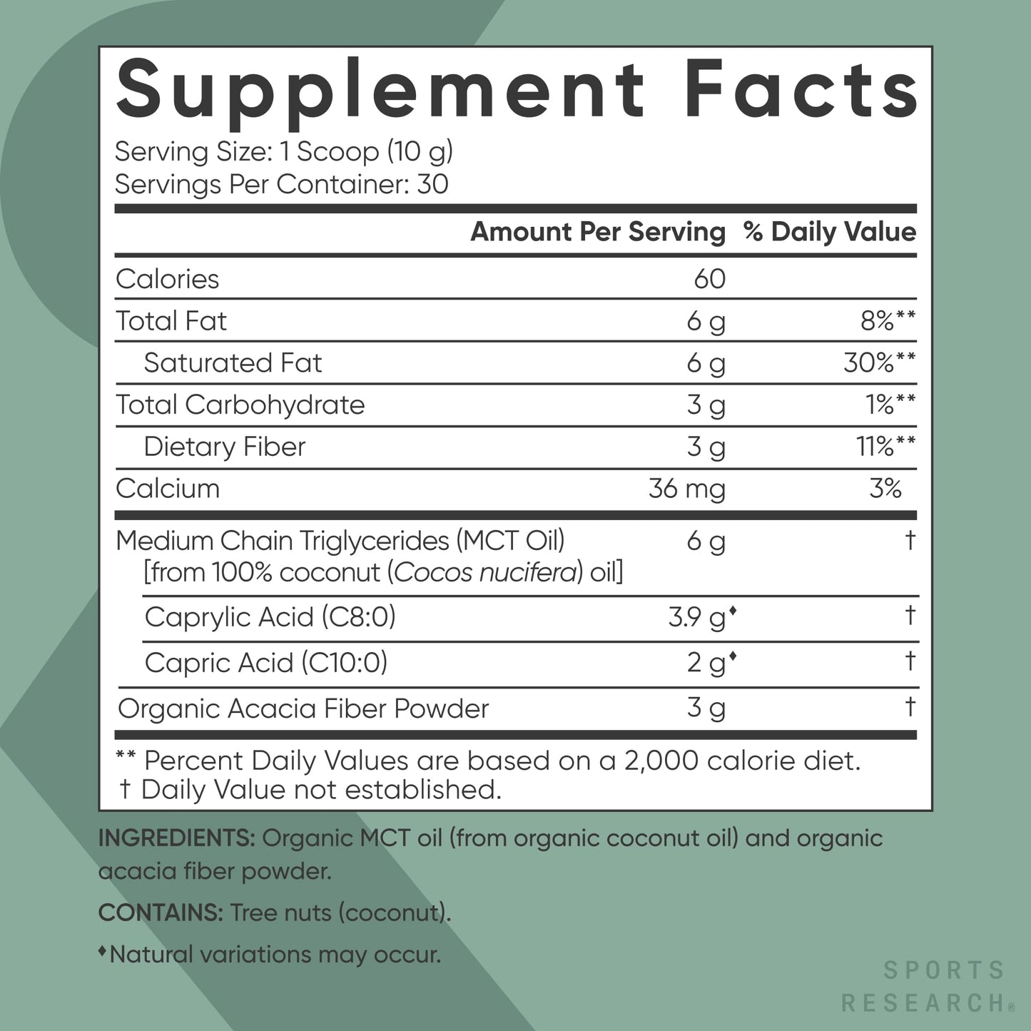 Sports Research Organic MCT Oil Powder - Keto & Vegan MCTs C8, C10 from Coconuts - Fatty Acid Brain & Body Fuel*, Non-GMO & Gluten Free - Unflavored, Perfect in Coffee, Tea & Protein Shakes - 10.6 oz Sports Research buy supplements Au