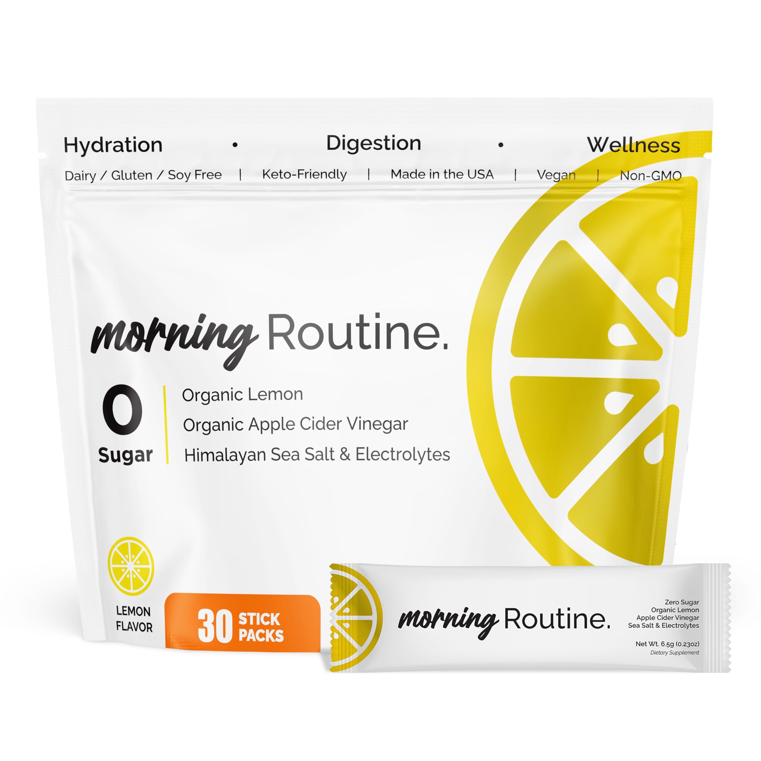 ROUTINE Morning Daily Hydration | Electrolyte Powder Packets | Lemon, Apple Cider Vinegar & Sea Salt Drink Mix | Sugar-Free, Keto & Paleo-Friendly | 3rd-Party