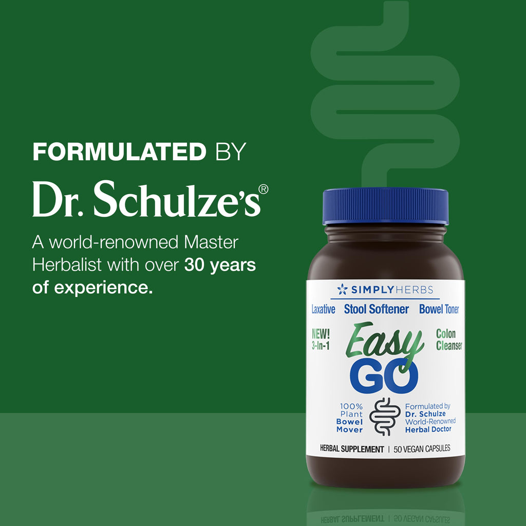 Simply Herbs Easy Go Bowel Mover - Adult Cleansing Supplement for Colon Health Support - Bowel Movement Aid - Stool Softener - Daily-Use Laxative - Plant-Based Ingredients - Vegan - 100 Count (2 Pack) Dr. Schulze'sBuy Supplements Australia