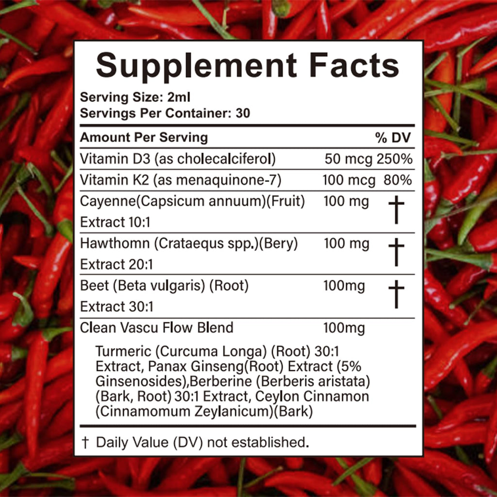 Velestoff Cayenne Pepper Drops, Cayenne Circulation Blend with Hawthorn Beet Root Turmeric Vitamin K2 D3 - Vegan, Non-GMO - 2FL.OZ (1 PCS) Velestoff buy supplements Au