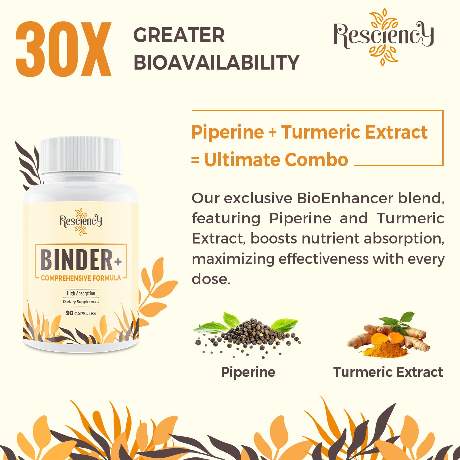 Resciency Detox Binder Supplement – Activated Charcoal, Zeolite, Bentonite Clay, Milk Thistle, Proprietary Blends - Liver & Gut, Max Absorption, 90 Vegan Capsules