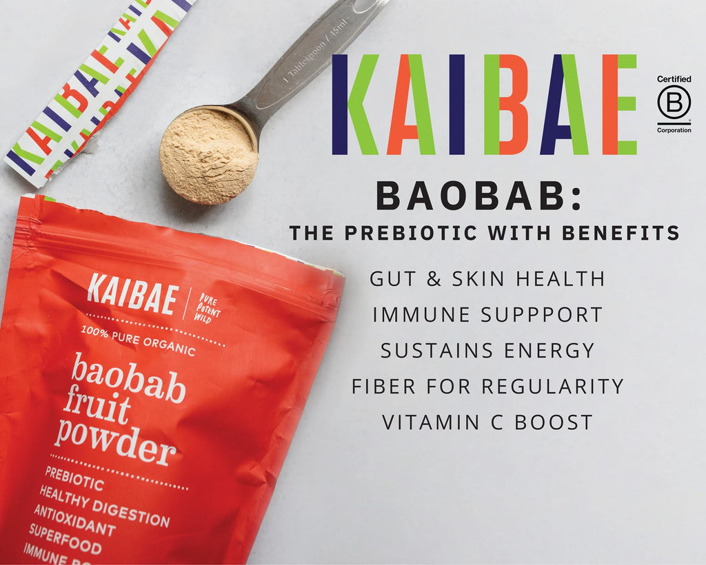 KAIBAE Premium Organic Baobab Powder | Prebiotic Fiber Superfood for Gut & Metabolic Health | Vitamin C + Polyphenols | Gluten-Free, Non-GMO, Vegan | 8 oz.