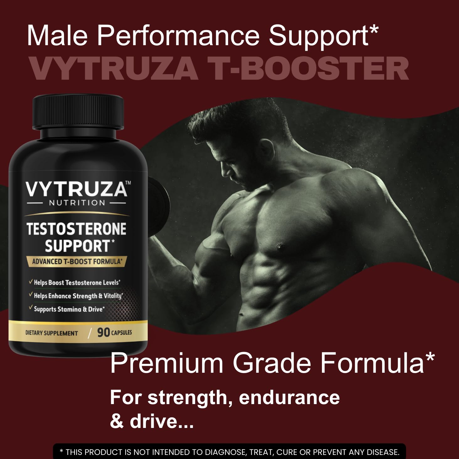 VYTRUZA Nutrition Advanced T-Boost Formula Test Support Capsules, Premium Ingredients, Energy, Strength Support Supplement for Men, 90 Capsules VYTRUZA buy supplements Au