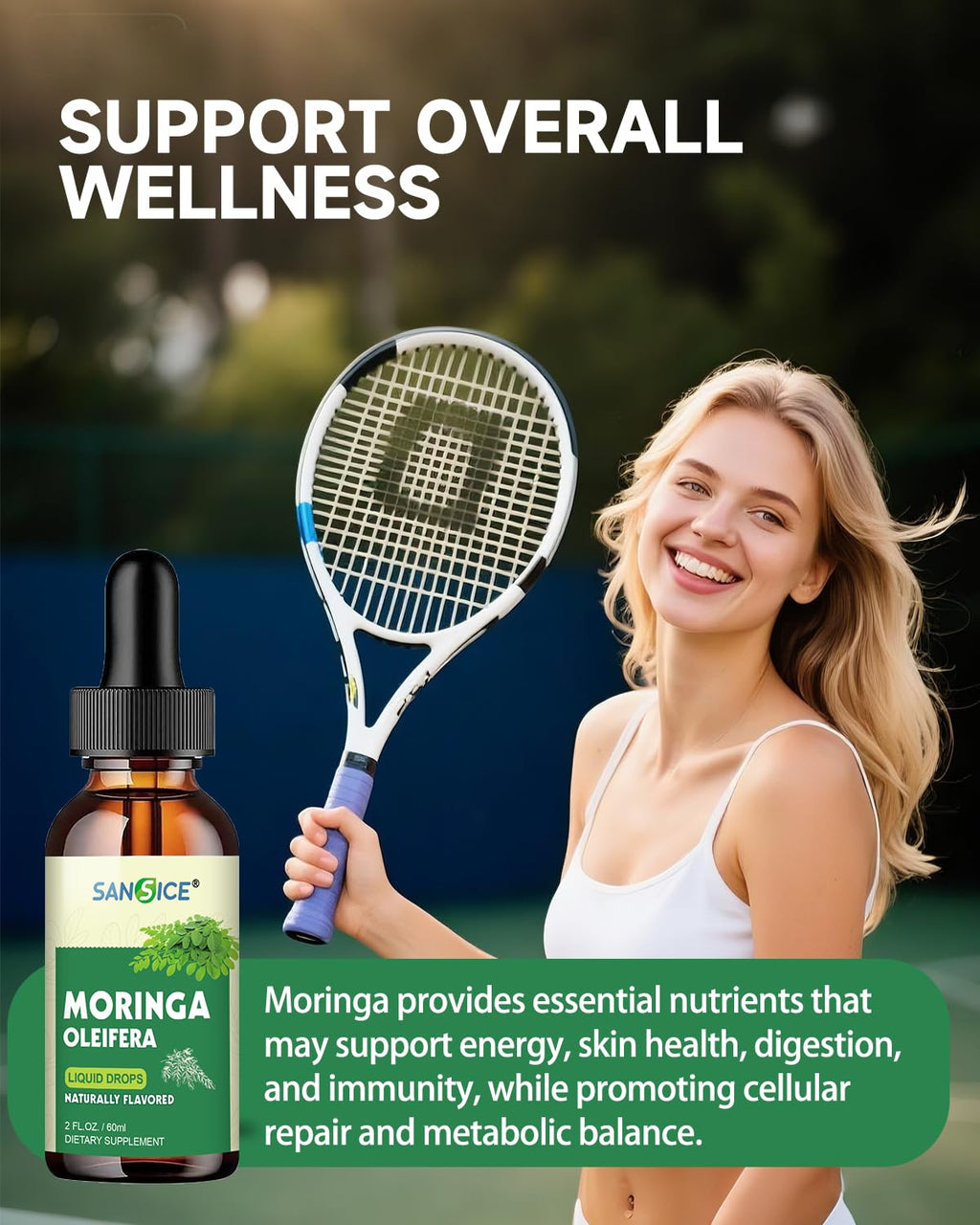 SANSICE Organic Moringa Supplement, Liquid Moringa Leaf Extract for Women & Men, Lymphatic Drainage Supplement with Echinacea for Lymph System Support SANSICE buy supplements Au
