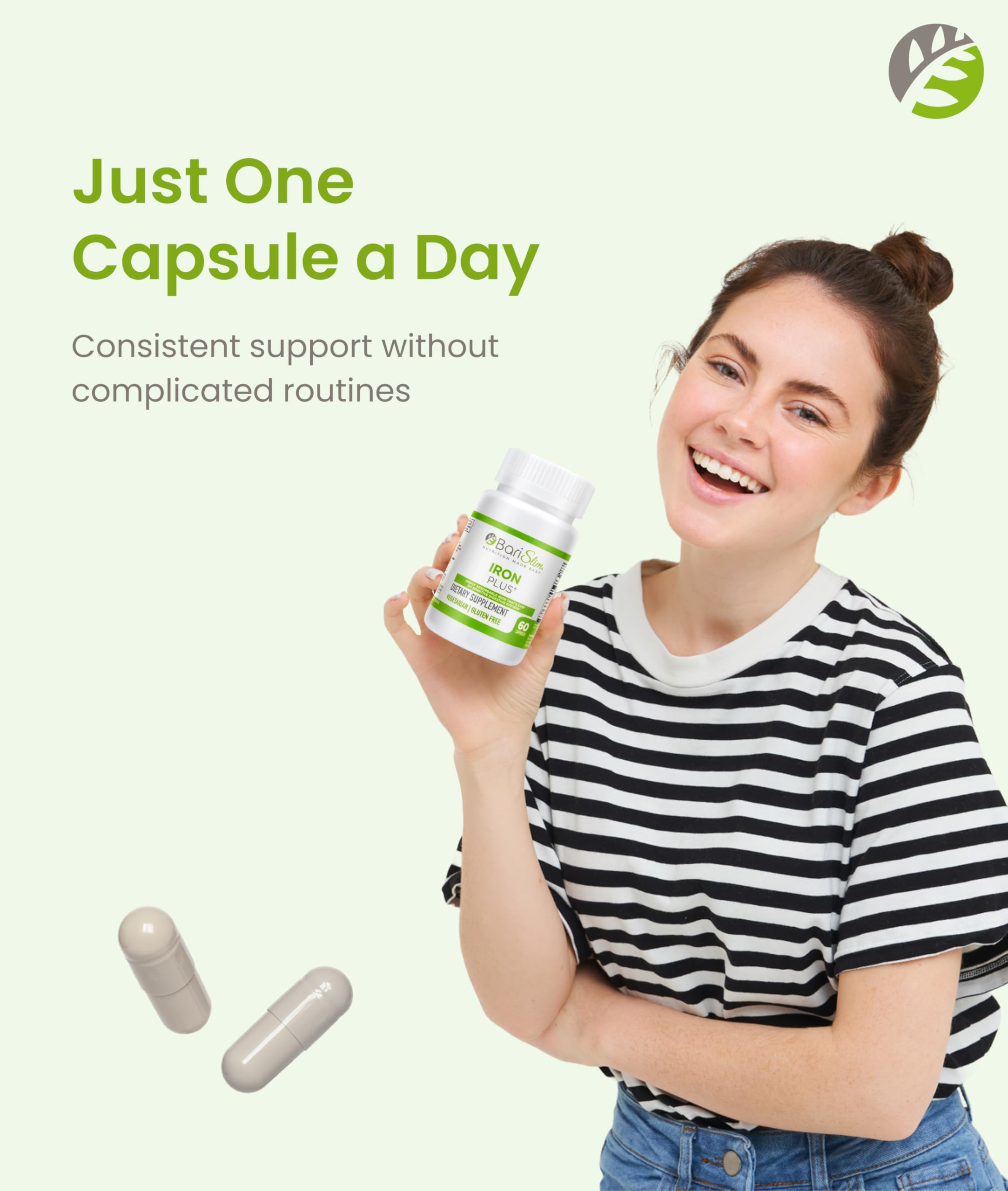 BariSlim Iron Plus Capsules - Formulated for Patients After Weight Loss Surgery Including Gastric Bypass & Gastric Sleeve – Easy Digestion & Comprehensive Health Support | 2 Month Supply (60 Servings) BariSlim buy supplements Au