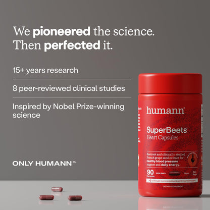 Humann SuperBeets Beet Root Capsules Quick Release 1000mg, Helps Support Nitric Oxide Production, Blood Pressure Support, Heart Health, Contains Non-GMO Beetroot Powder, Studied Antioxidants, 90 Count Humann buy supplements Au