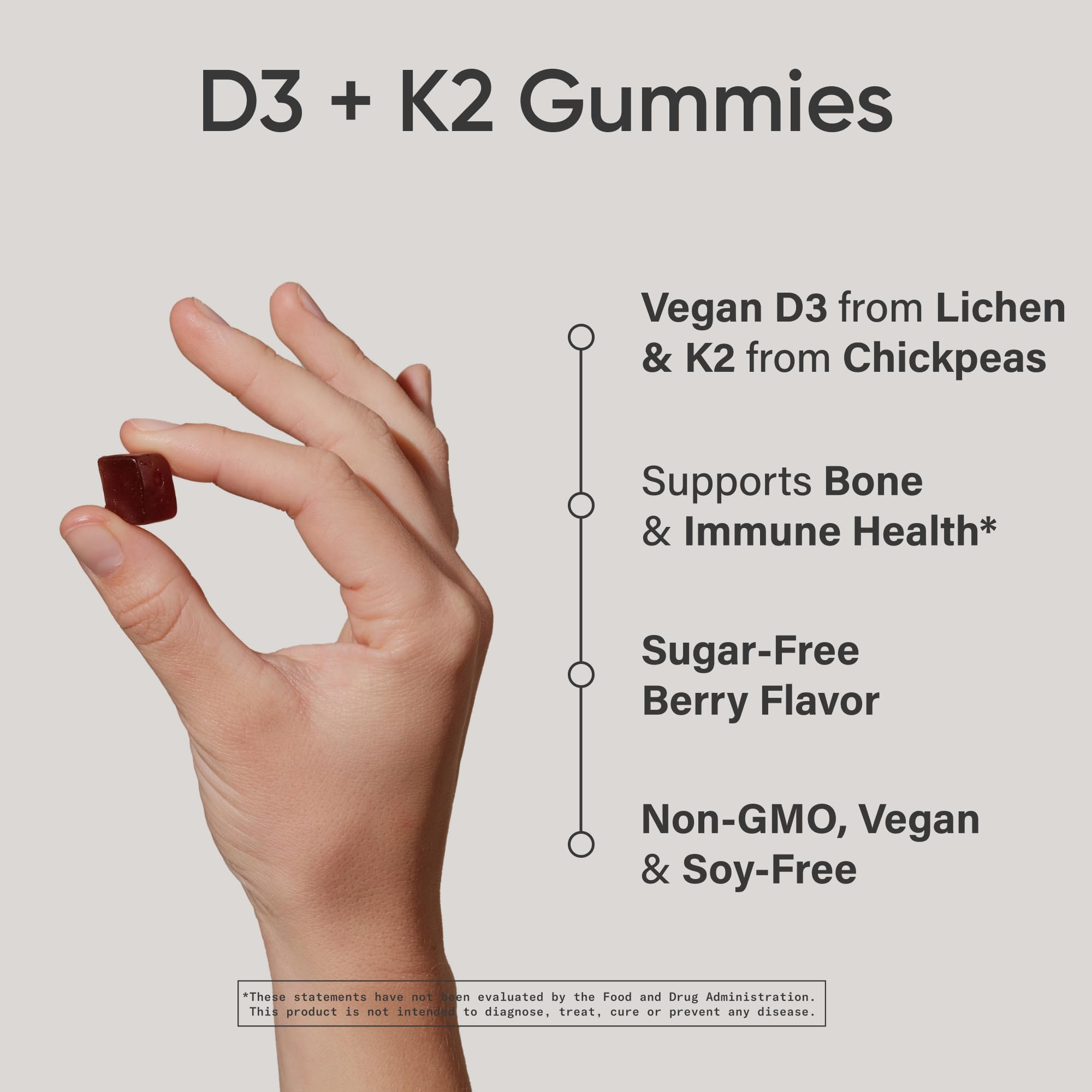 Sports Research® Vegan Vitamin D3 + K2 Sugar-Free Gummies - 125mcg (5000iu) Vitamin D w/ 100mcg Mk7 Vitamin K - Supports Bone & Immune Health* - Vegan Certified · Non-GMO · Soy Free - 60 Count Sports Research buy supplements Au