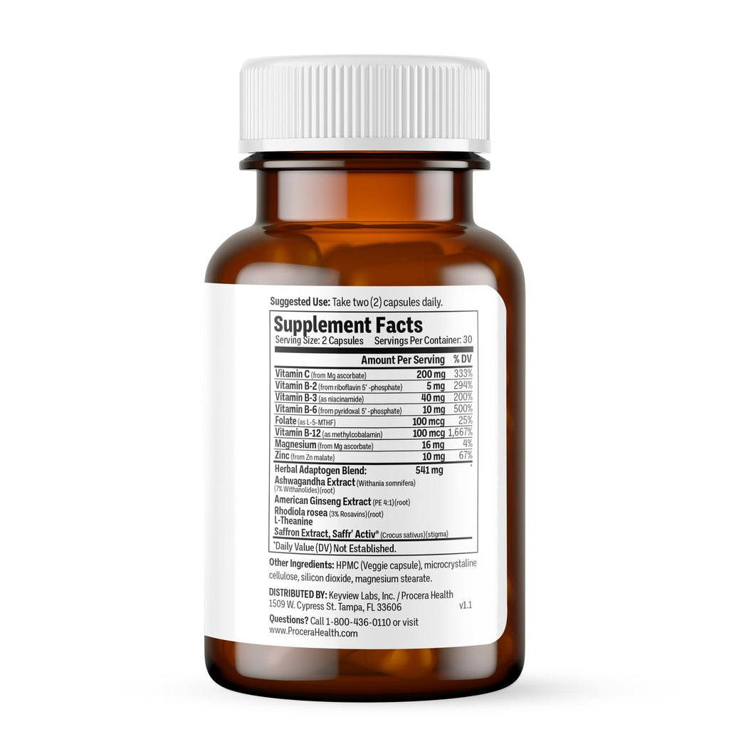 Procera Mood Support - Boost Mental Performance - Clarity - Mood Stability - Stress - Anxiousness - Mental Fatigue - Adaptogens - Saffron - Magnesium - Ashwagandha - Rhodiola - 60 Count Procera buy supplements Au