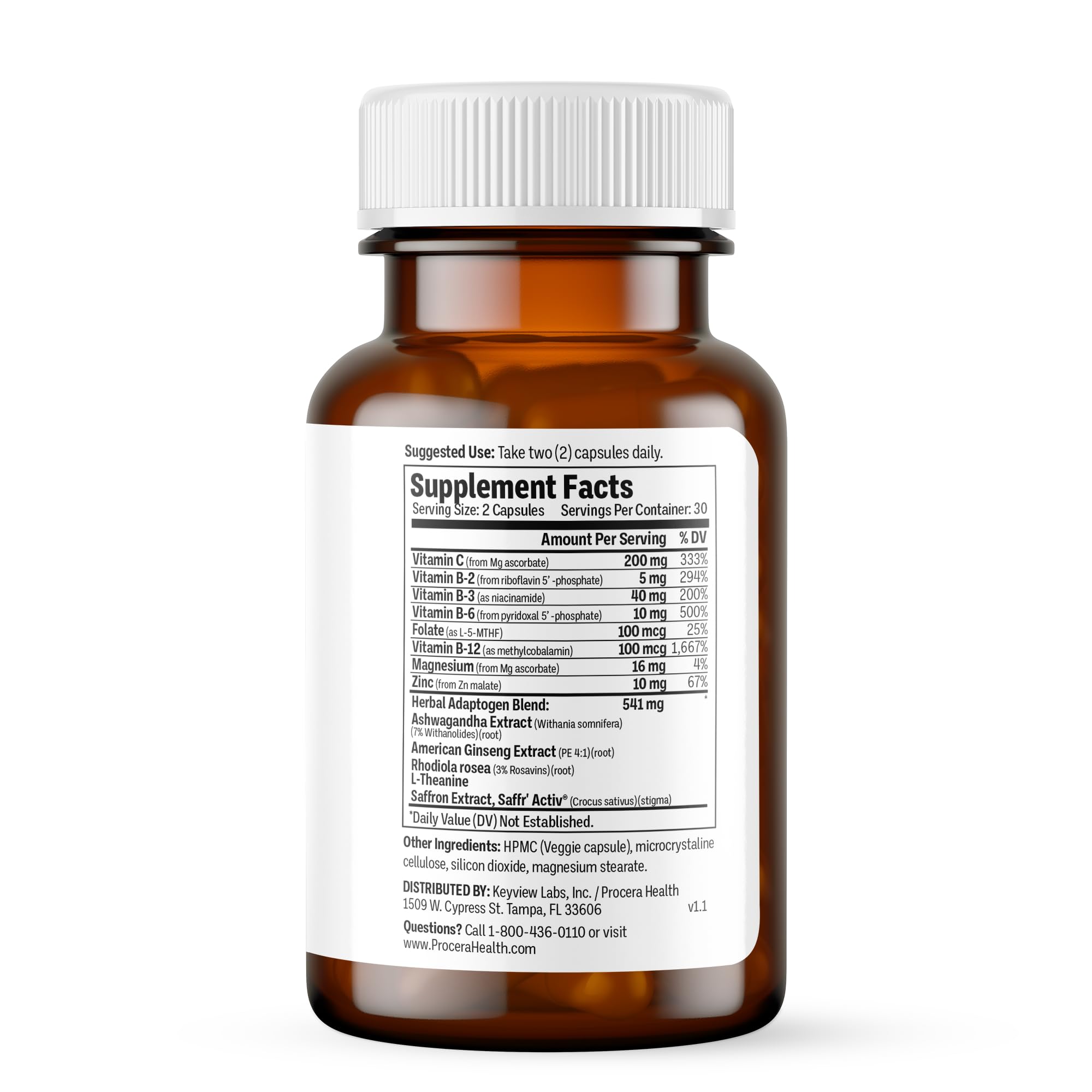 Procera Mood Support - Boost Mental Performance - Clarity - Mood Stability - Stress - Anxiousness - Mental Fatigue - Adaptogens - Saffron - Magnesium - Ashwagandha - Rhodiola - 60 Count Procera buy supplements Au